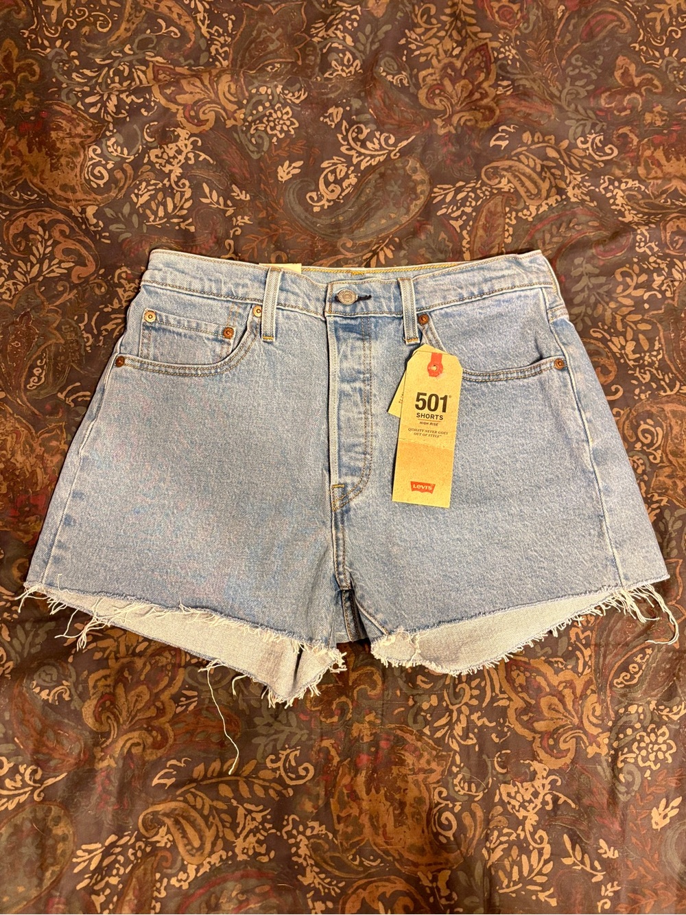 Levi's Light Blue High-Rise Cutoff Jean Shorts